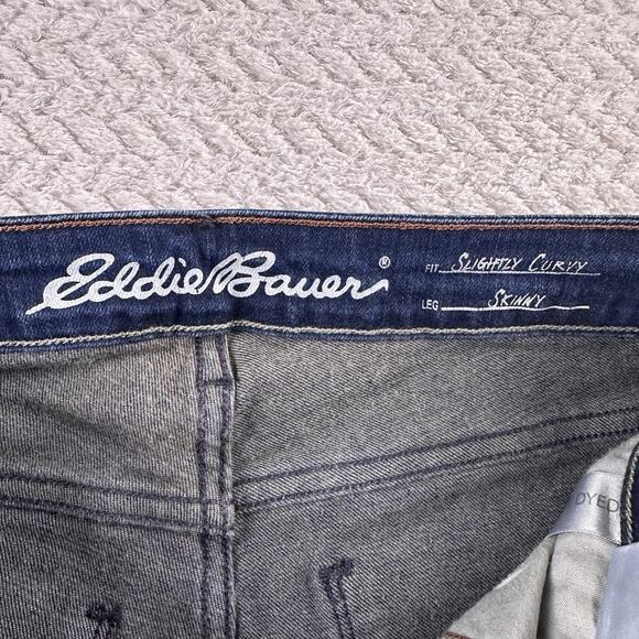Women's Eddie Bauer Slightly Curvy Skinny Zip Ankle Dark Wash Denim Jeans Sz 2 - Picture 11 of 15